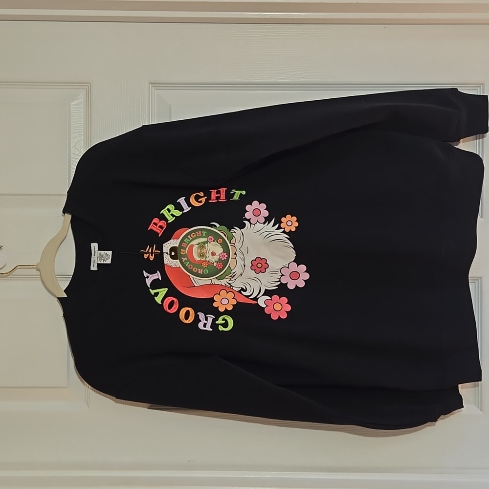 Better Together New Black Groovy & Bright Embroidered Sweatshirt XS, S Or M